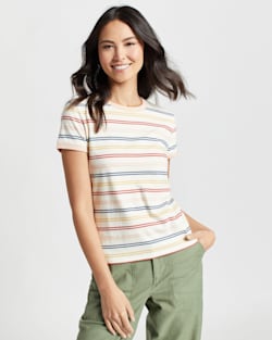 WOMEN'S DESCHUTES RINGER TEE IN ANTIQUE WHITE MULTI image number 1