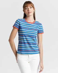 WOMEN'S DESCHUTES RINGER TEE IN VALLARTA BLUE MULTI image number 1