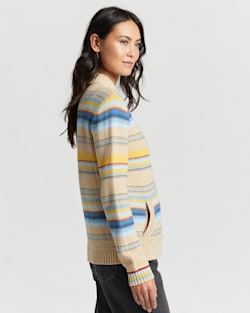 ALTERNATE VIEW OF WOMEN'S STRIPED CAMP SWEATER IN WARM SAND MULTI image number 2