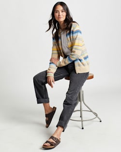 ALTERNATE VIEW OF WOMEN'S STRIPED CAMP SWEATER IN WARM SAND MULTI image number 5