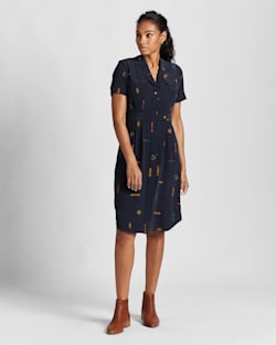 WASHABLE SILK DRESS IN MIDNIGHT NAVY MULTI image number 1