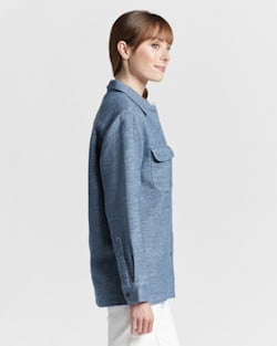 ALTERNATE VIEW OF WOMEN'S SOLID DOUBLESOFT BOARD SHIRT IN BERING SEA BLUE image number 3