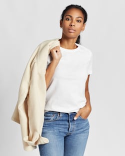 ALTERNATE VIEW OF WOMEN'S SOLID DOUBLESOFT BOARD SHIRT IN SANDSHELL image number 6