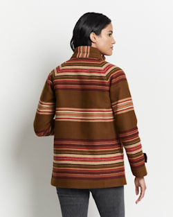 BACK VIEW OF WOMEN'S ARCHIVE TOBOGGAN WOOL COAT IN FAIRFAX OLIVE image number 5