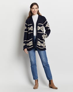 WOMEN'S ROCK POINT COTTON CARDIGAN IN NAVY MULTI image number 1