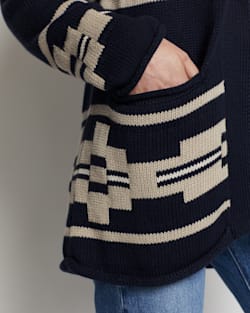 ALTERNATE VIEW OF WOMEN'S ROCK POINT COTTON CARDIGAN IN NAVY MULTI image number 2