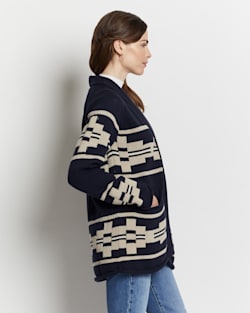 ALTERNATE VIEW OF WOMEN'S ROCK POINT COTTON CARDIGAN IN NAVY MULTI image number 4