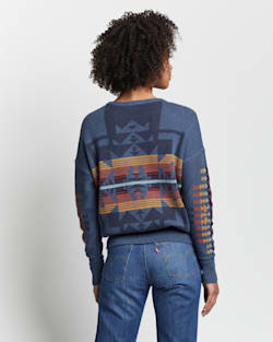 ALTERNATE VIEW OF WOMEN'S GRAPHIC COTTON SWEATER IN INDIGO CHIEF JOSEPH image number 2