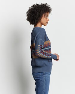 ALTERNATE VIEW OF WOMEN'S GRAPHIC COTTON SWEATER IN INDIGO CHIEF JOSEPH image number 3