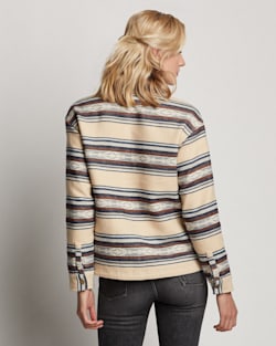 ALTERNATE VIEW OF WOMEN'S HALF-ZIP DOUBLESOFT PULLOVER IN TAN SALTILLO STRIPE image number 3
