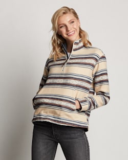 ALTERNATE VIEW OF WOMEN'S HALF-ZIP DOUBLESOFT PULLOVER IN TAN SALTILLO STRIPE image number 4