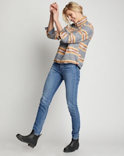 WOMEN'S HALF-ZIP DOUBLESOFT PULLOVER IN DENIM SALTILLO STRIPE image number 1