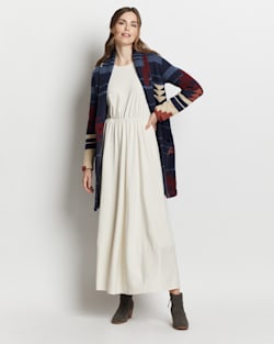 ALTERNATE VIEW OF WOMEN'S GRAPHIC SWEATER COAT IN NAVY/MAROON MULTI image number 4