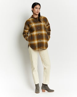 WOMEN'S WOOL SHIRT JACKET IN BROWN/GOLD OMBRE image number 1