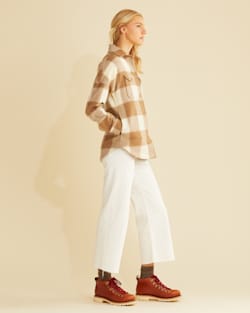 ALTERNATE VIEW OF WOMEN'S WOOL SHIRT JACKET IN TAN MIX/IVORY BUFFALO CHECK image number 2