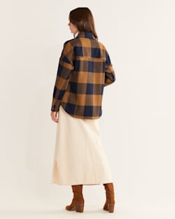 ALTERNATE VIEW OF WOMEN'S WOOL SHIRT JACKET IN NAVY/CAMEL CHECK image number 3