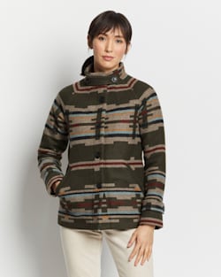 ALTERNATE VIEW OF WOMEN'S WOOL TOBOGGAN COAT IN SANDHILLS DARK OLIVE image number 5