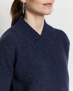 ALTERNATE VIEW OF WOMEN'S HALLIE MERINO SWEATER IN DENIM BLUE DONEGAL image number 2
