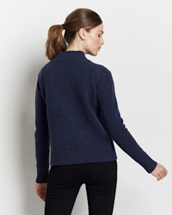 ALTERNATE VIEW OF WOMEN'S HALLIE MERINO SWEATER IN DENIM BLUE DONEGAL image number 3