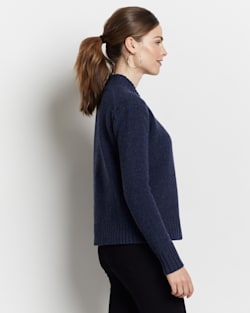 ALTERNATE VIEW OF WOMEN'S HALLIE MERINO SWEATER IN DENIM BLUE DONEGAL image number 4