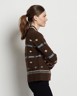 ALTERNATE VIEW OF WOMEN'S HALLIE GRAPHIC MERINO SWEATER IN BROWN MULTI DONEGAL image number 3