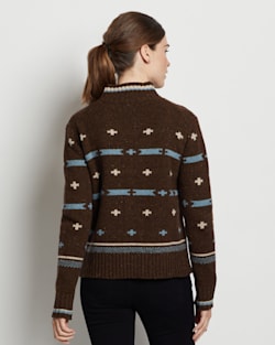 ALTERNATE VIEW OF WOMEN'S HALLIE GRAPHIC MERINO SWEATER IN BROWN MULTI DONEGAL image number 4