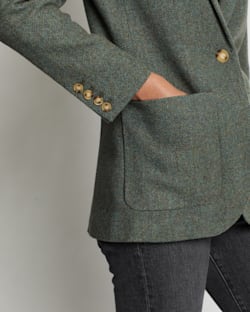 ALTERNATE VIEW OF WOMEN'S DAVIS HERRINGBONE WOOL BLAZER IN GREEN/SHALE MIX image number 2