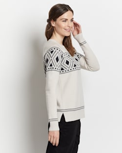 ALTERNATE VIEW OF WOMEN'S GRAPHIC MERINO CREWNECK SWEATER IN IVORY/CHARCOAL image number 3