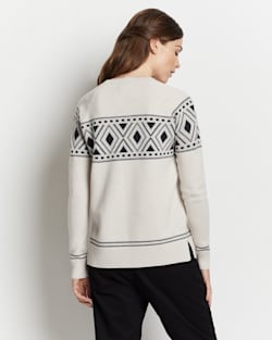 ALTERNATE VIEW OF WOMEN'S GRAPHIC MERINO CREWNECK SWEATER IN IVORY/CHARCOAL image number 4