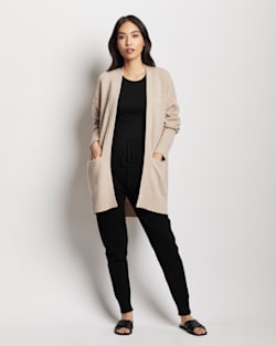 ALTERNATE VIEW OF WOMEN'S MERINO/CASHMERE COCOON CARDIGAN IN WHEAT image number 5