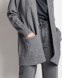 ALTERNATE VIEW OF WOMEN'S MERINO/CASHMERE COCOON CARDIGAN IN CHARCOAL HEATHER image number 2