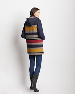 ALTERNATE VIEW OF WOMEN'S CAMP STRIPE WOOL QUILTED PARKA IN NAVY BRIDGER STRIPE image number 6