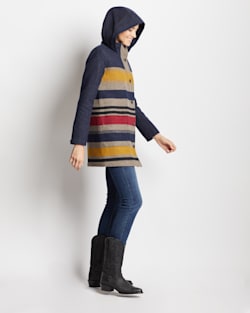 ALTERNATE VIEW OF WOMEN'S CAMP STRIPE WOOL QUILTED PARKA IN NAVY BRIDGER STRIPE image number 7