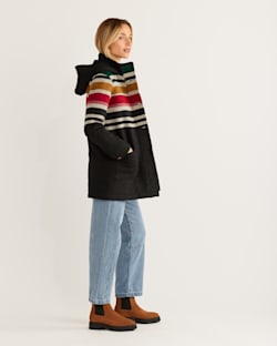 ALTERNATE VIEW OF WOMEN'S CAMP STRIPE WOOL QUILTED PARKA IN BLACK BRIDGER STRIPE image number 2