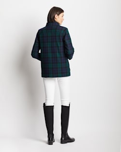 ALTERNATE VIEW OF WOMEN'S WOOL CRUISER COAT IN BLACK WATCH TARTAN image number 3
