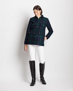 ALTERNATE VIEW OF WOMEN'S WOOL CRUISER COAT IN BLACK WATCH TARTAN image number 4