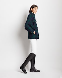 ALTERNATE VIEW OF WOMEN'S WOOL CRUISER COAT IN BLACK WATCH TARTAN image number 5