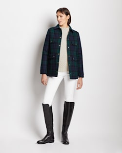 ALTERNATE VIEW OF WOMEN'S WOOL CRUISER COAT IN BLACK WATCH TARTAN image number 6