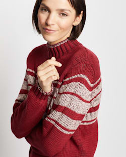 ALTERNATE VIEW OF WOMEN'S MOCKNECK RELAXED-FIT SWEATER IN RED/IVORY image number 2