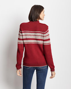 ALTERNATE VIEW OF WOMEN'S MOCKNECK RELAXED-FIT SWEATER IN RED/IVORY image number 3