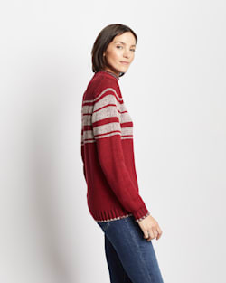 ALTERNATE VIEW OF WOMEN'S MOCKNECK RELAXED-FIT SWEATER IN RED/IVORY image number 4