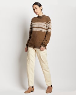 WOMEN'S MOCKNECK RELAXED-FIT SWEATER IN BRONZE/IVORY image number 1