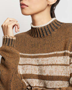ALTERNATE VIEW OF WOMEN'S MOCKNECK RELAXED-FIT SWEATER IN BRONZE/IVORY image number 2
