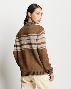 ALTERNATE VIEW OF WOMEN'S MOCKNECK RELAXED-FIT SWEATER IN BRONZE/IVORY image number 3