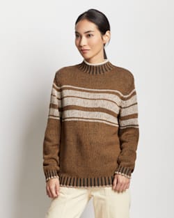 ALTERNATE VIEW OF WOMEN'S MOCKNECK RELAXED-FIT SWEATER IN BRONZE/IVORY image number 4