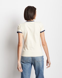 ALTERNATE VIEW OF WOMEN'S DESCHUTES CAMP STRIPE RINGER TEE IN IVORY image number 3