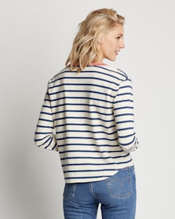 ALTERNATE VIEW OF WOMEN'S LONG-SLEEVE DESCHUTES RINGER TEE IN IVORY/NAVY STRIPE image number 3