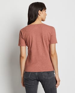 ALTERNATE VIEW OF WOMEN'S SHORT-SLEEVE COTTON SLUB TEE IN BAKED CLAY HEATHER image number 2