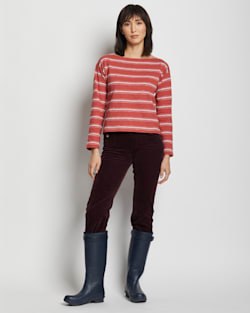 ALTERNATE VIEW OF WOMEN'S COTTON SLUB BOATNECK TEE IN SPICE RED/WHITE STRIPE image number 4