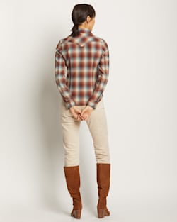 ALTERNATE VIEW OF WOMEN'S SNAP-FRONT CANYON SHIRT IN RUST/BLUE PLAID image number 4